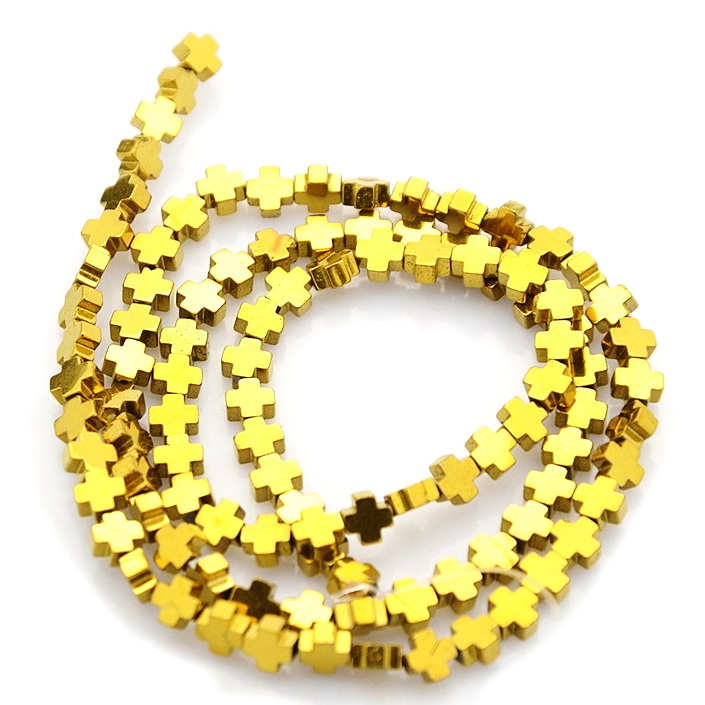 Hematit electroplacat auriu, cruce 4x4x2mm-sir 94 buc 1 buc