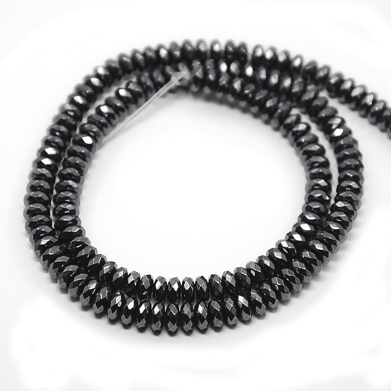 Hematit electroplacat negru, fatetat, rondele 6x3mm-sir 126 buc 1 buc