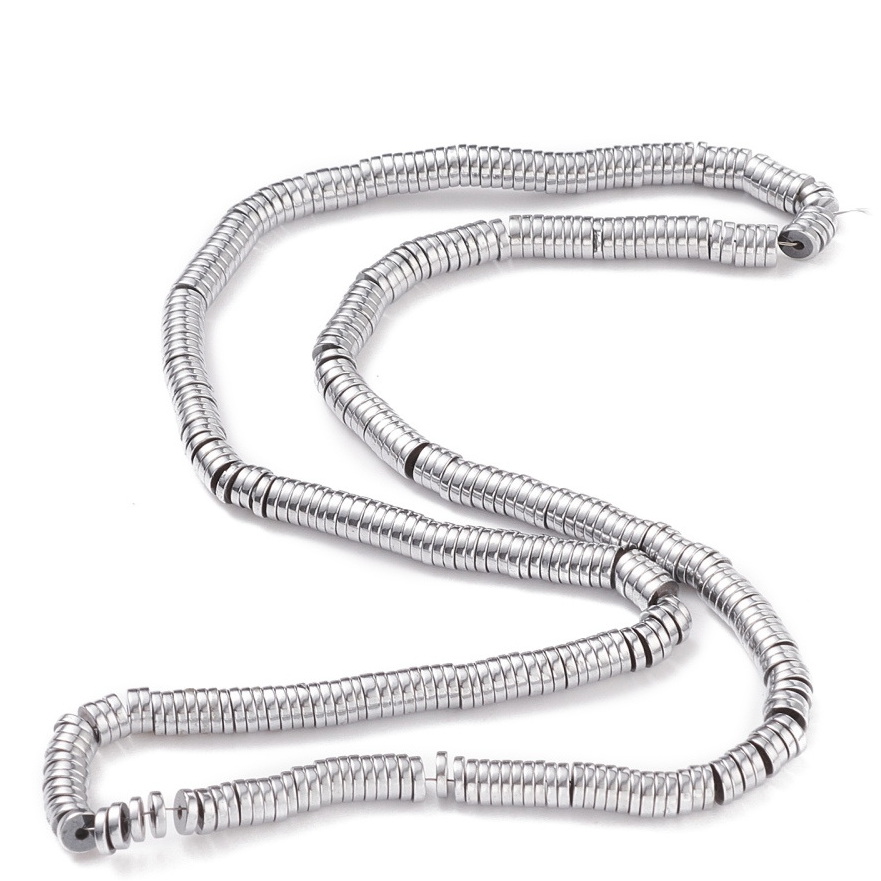 Hematit disc(Heishi) 4x1mm, electroplacat argintiu inchis-sir 380 buc 1 buc