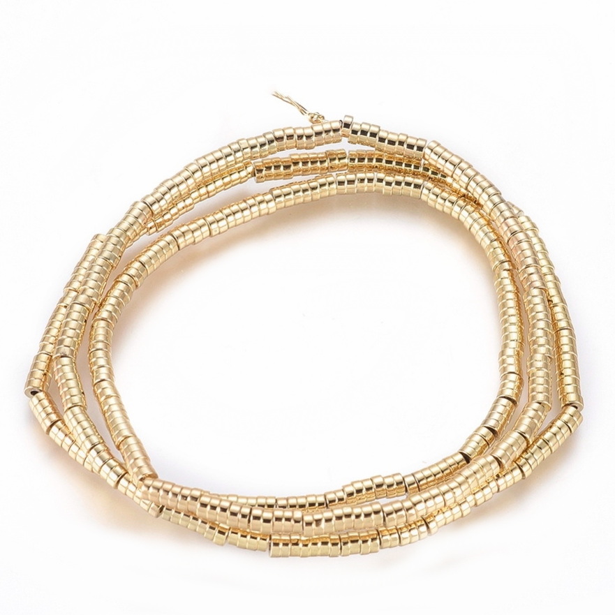 Hematit disc(Heishi) 2x1mm,electroplacat auriu-sir 425 buc 1 buc