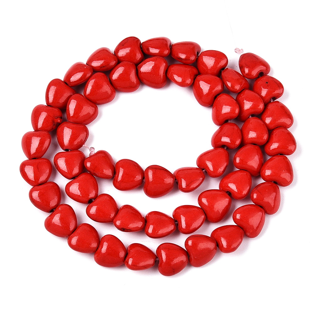 Turcoaz sintetic rosu, inima 8x8mm-sir 51 buc 1 buc