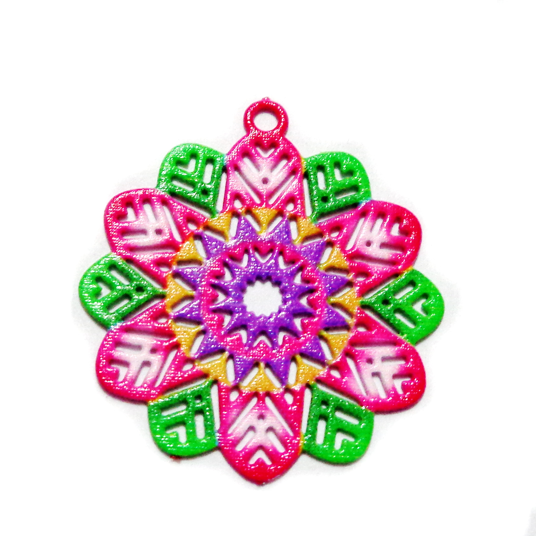 Pandantiv otel inoxidabil 430, electroplacat multicolor, 22x20x0.5mm 1 buc