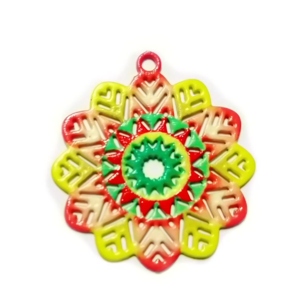 Pandantiv otel inoxidabil 430, electroplacat multicolor, 22x20x0.5mm 1 buc