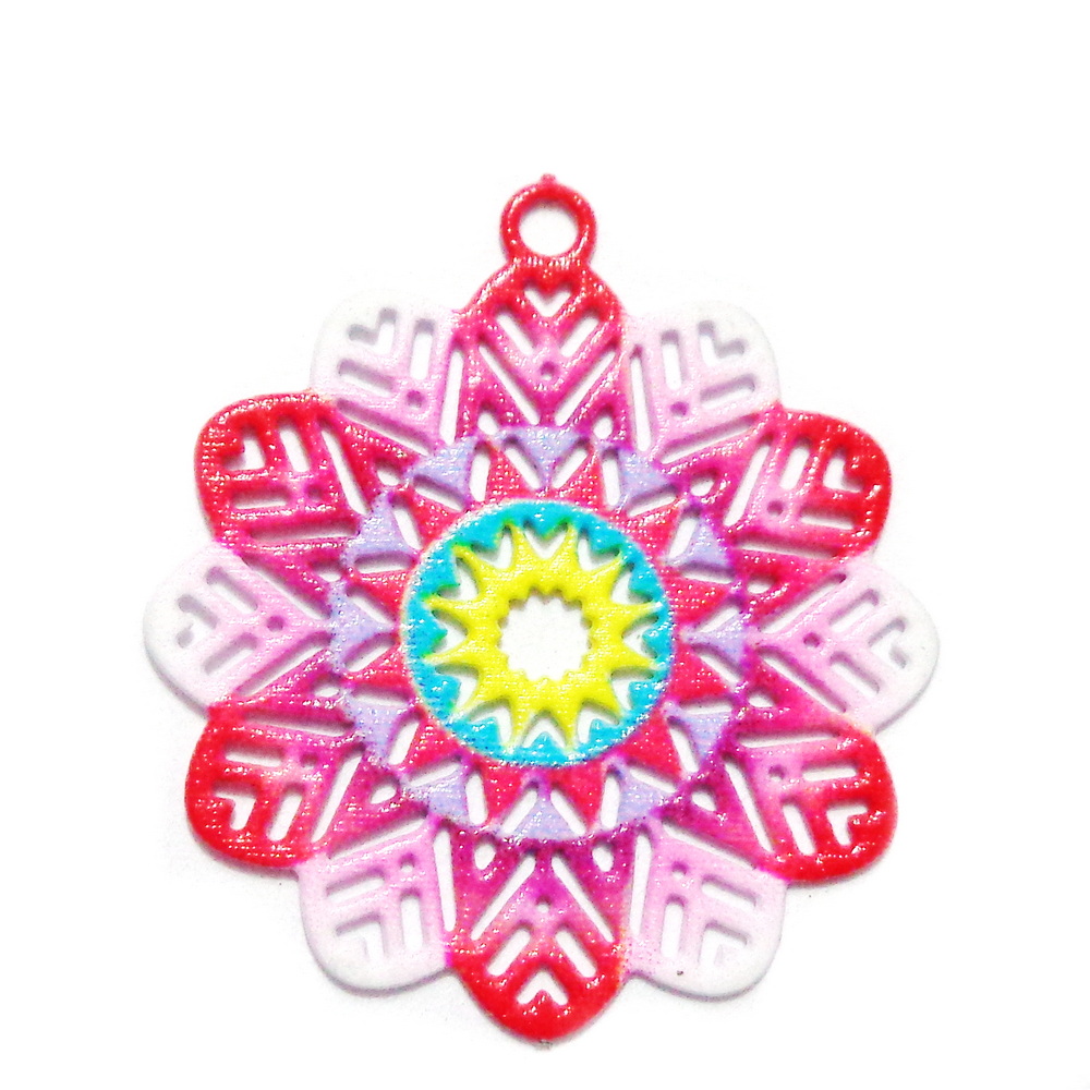 Pandantiv otel inoxidabil 430, electroplacat multicolor, 22x20x0.5mm 1 buc