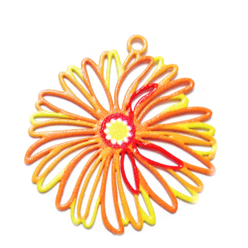 Pandantiv otel inoxidabil 430, electroplacat multicolor, 22x20x0.5mm 1 buc