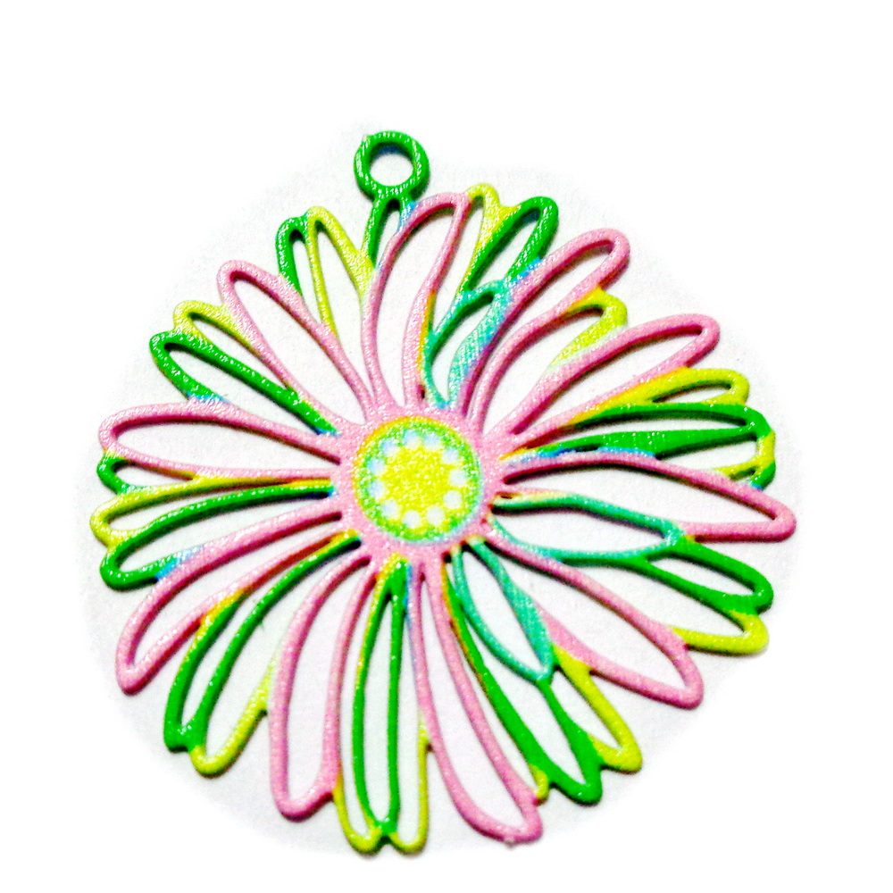 Pandantiv otel inoxidabil 430, electroplacat multicolor, 22x20x0.5mm 1 buc