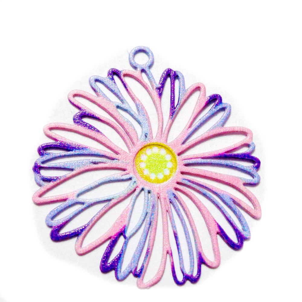 Pandantiv otel inoxidabil 430, electroplacat multicolor, 22x20x0.5mm 1 buc