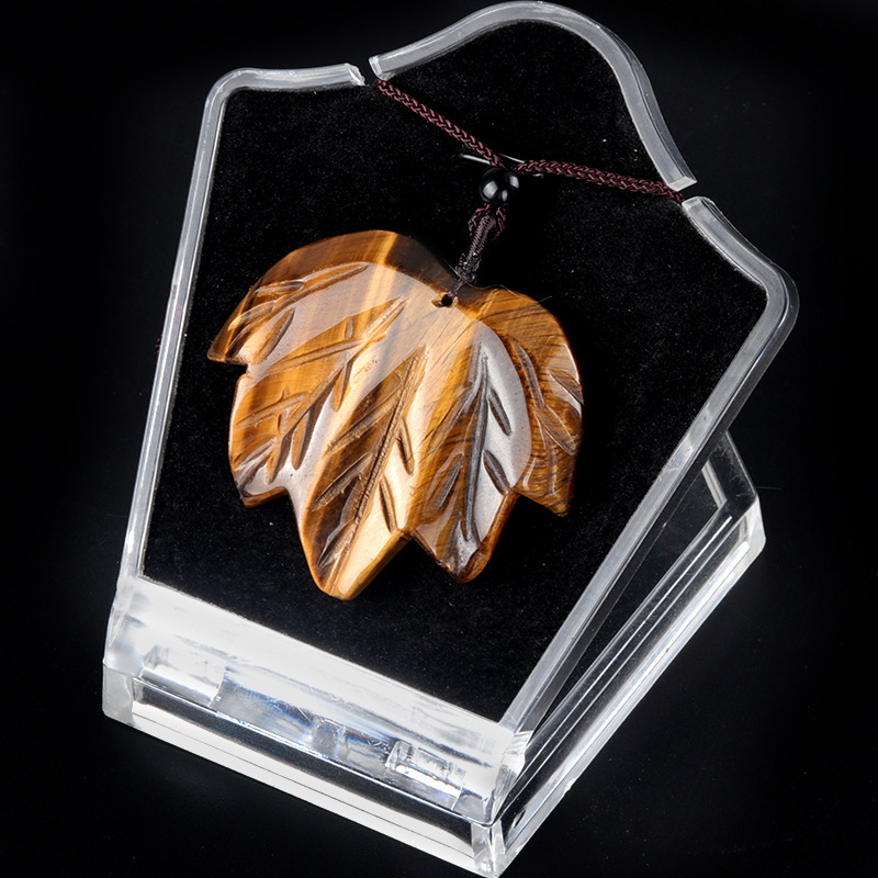 Colier cu pandantiv frunza ochi de tigru de 45x53x7.5mm pe snur textil, reglabil de 60cm 1 buc