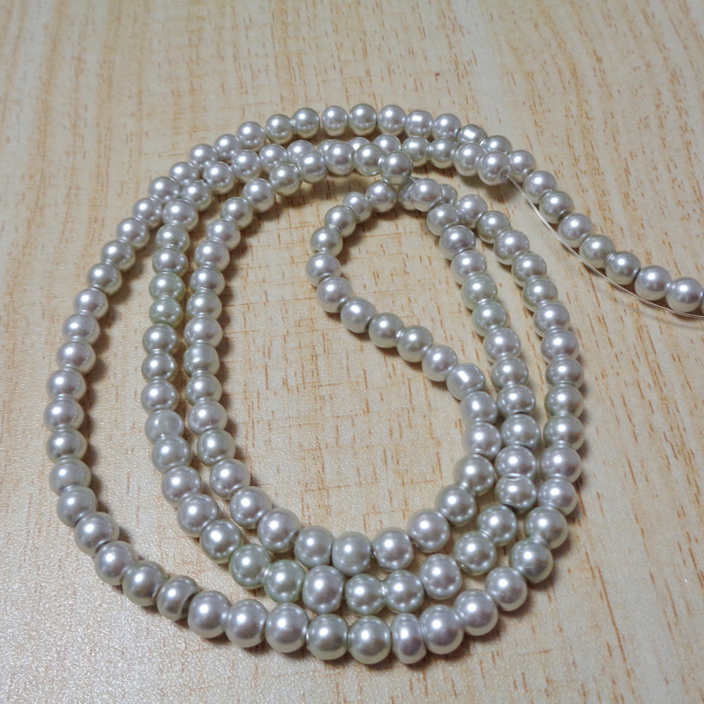Perle sticla, argintii, 6mm-sir 135 buc 1 buc