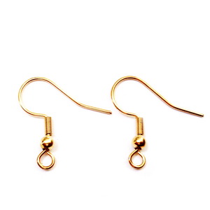 Tortite cercei otel inoxidabil 304, auriu IP(placat cu ioni), cu arc si bobita, 21x20mm 2 buc