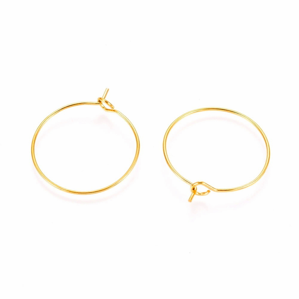 Tortite cercei, otel inoxidabil 316, auriu IP(placat cu ioni), rotunde, diametru 30mm, grosime 0.7mm 2 buc