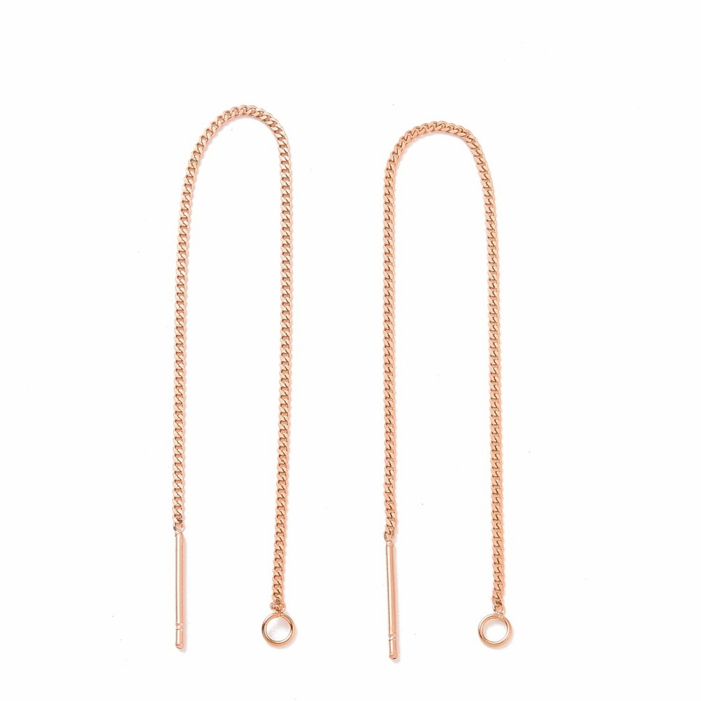 Tortite cercei, otel inoxidabil 304, roz-auriu IP(placat cu ioni), cu lantisor, 110x1mm 2 buc