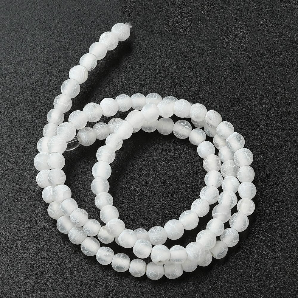 Agat natural, crakle, colorat alb, 4mm-sir 93 buc 1 buc