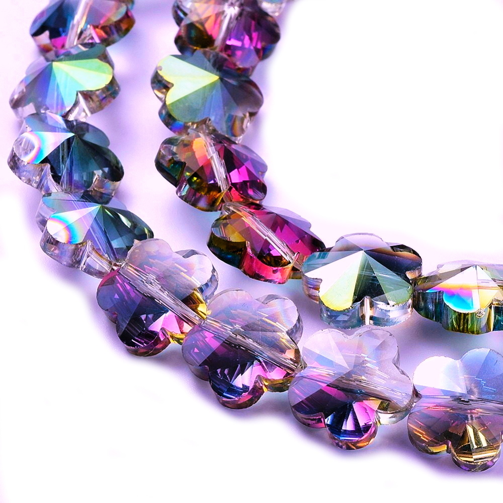 Margele cristal electroplacat mov, floare 14x8mm 1 buc