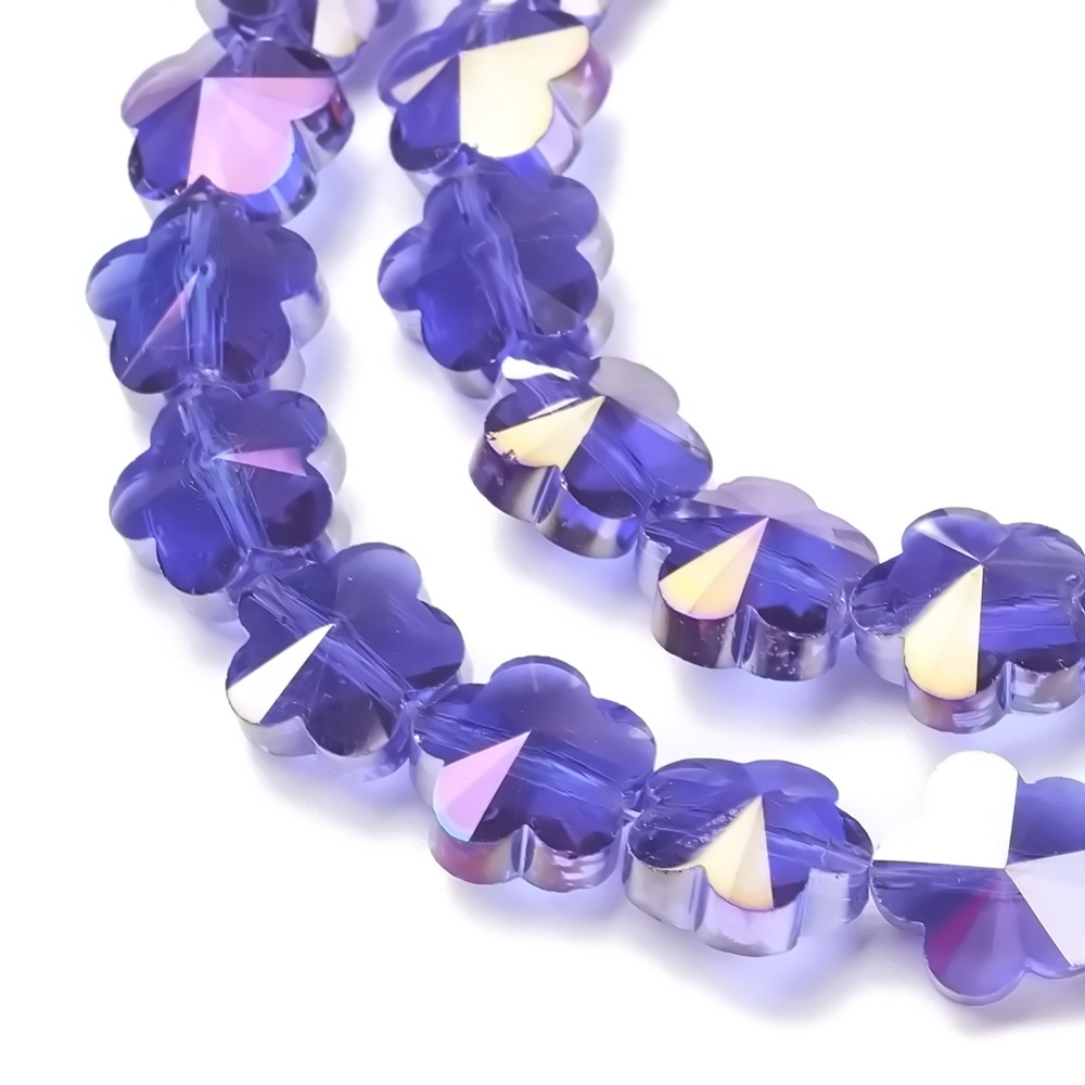 Margele cristal electroplacat violet AB, floare 10x6mm 1 buc