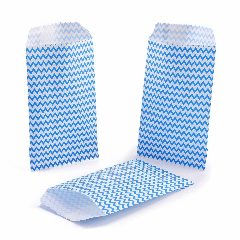 Pungi hartie kraf cu clapeta, albastru cu alb, 15x8.3x0.2cm-100 buc 1 buc