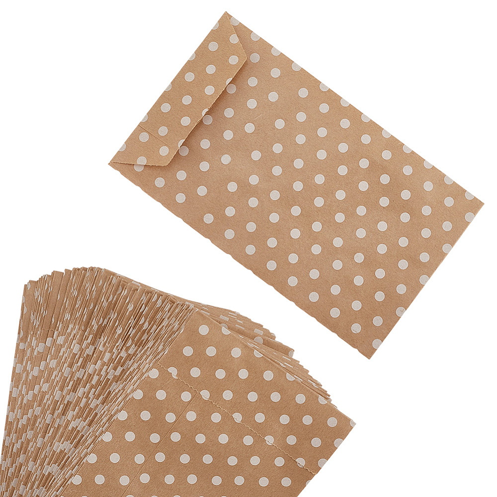 Pungi hartie cu clapeta, maro cu alb, 15x8.3x0.2cm-100 buc 1 buc