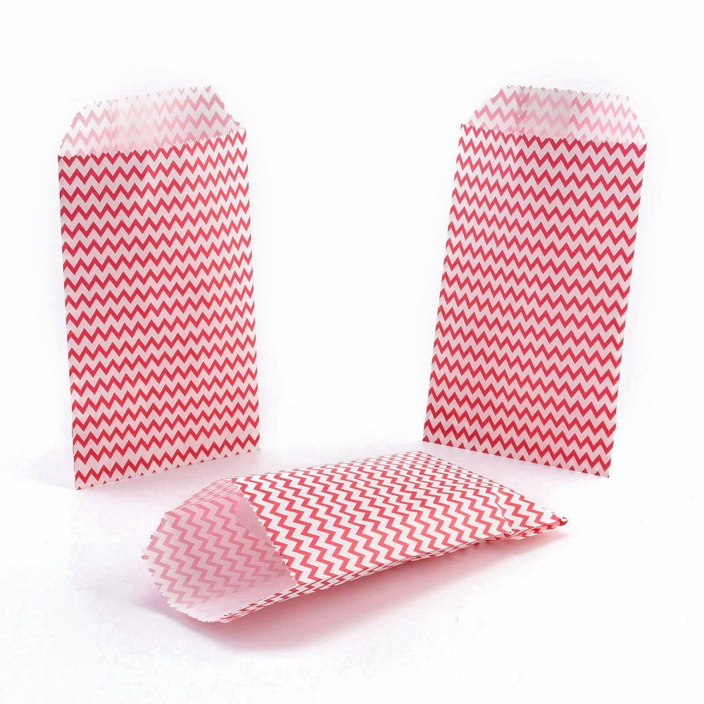 Pungi hartie kraf cu clapeta, rosu cu alb, 15x8.3x0.2cm-100 buc 1 buc