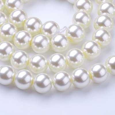 Perle sticla, crem, 6mm 10 buc