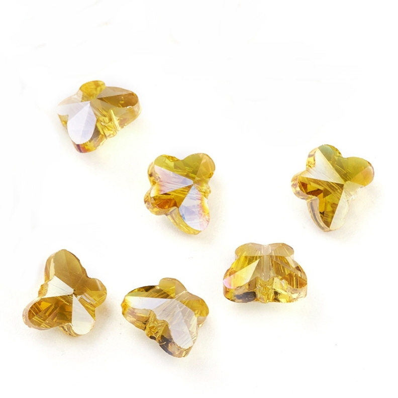 Margele sticla electropalacate auriu AB, fluture 10x8x5.5mm 1 buc