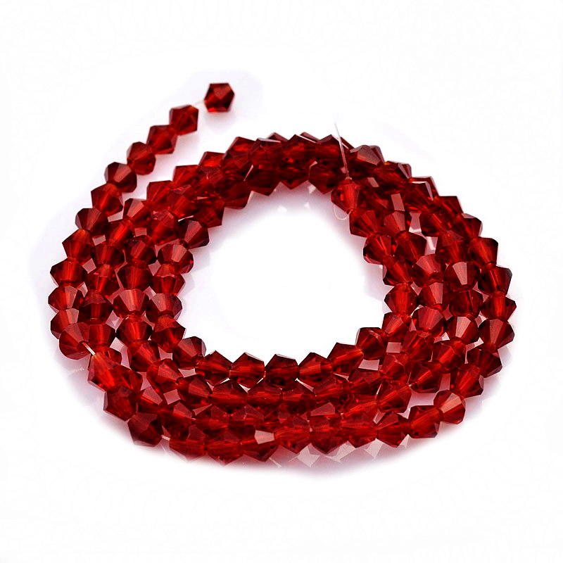 Cristale biconice 3mm, transparente, rosu inchis-sir 120-124buc 1 buc