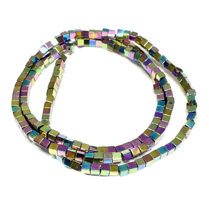 Hematit cubic electroplacat multicolor, 2x2x2mm-sir 200 buc 1 buc