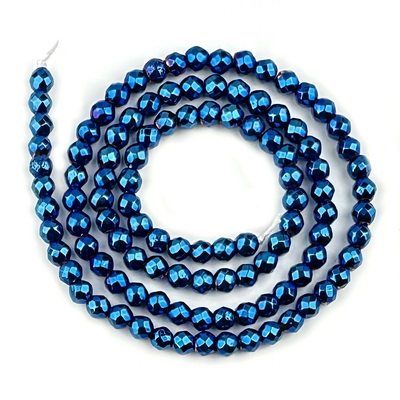 Hematit fatetat 4mm, electroplacat albastru-sir 100 buc 1 buc