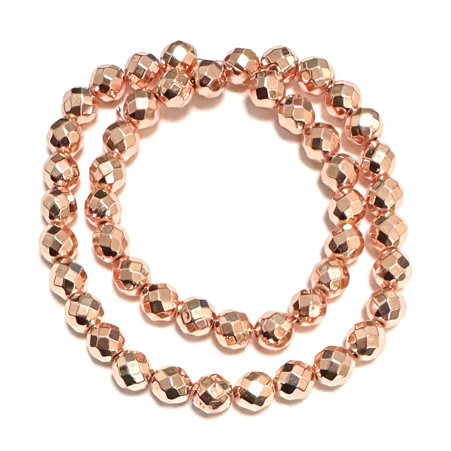 Hematit fatetat, electroplacat roz-plaman, 8mm- sir 50 buc 1 buc