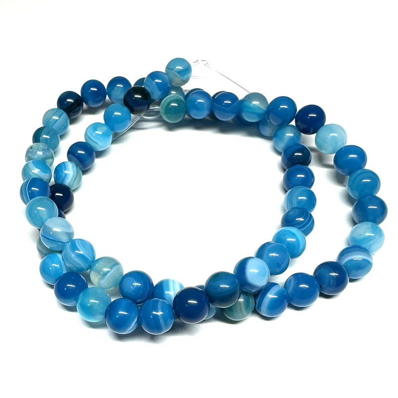 Agat striped albastru 6mm-sir 61 buc 1 buc