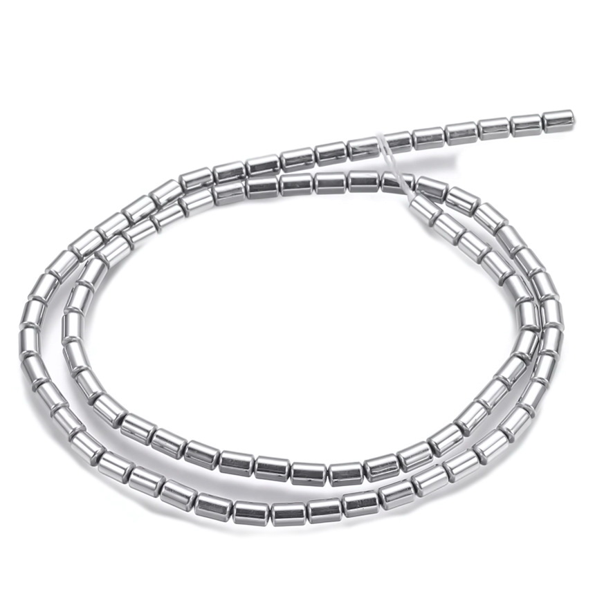 Hematit tubular electroplacat argintiu inchis, 4x2mm-sir 82 buc 1 buc