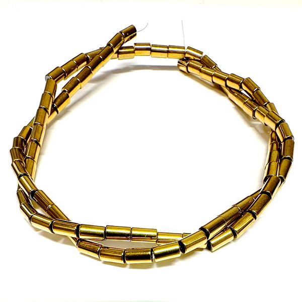 Hematit tubular electroplacat auriu, 4x2mm-sir 97 buc  1 buc