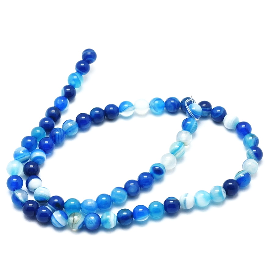 Agat stiped albastru, 6mm-sir 62 buc 1 buc