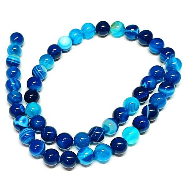 Agat striped albastru, 8mm-sir 47 buc 1 buc