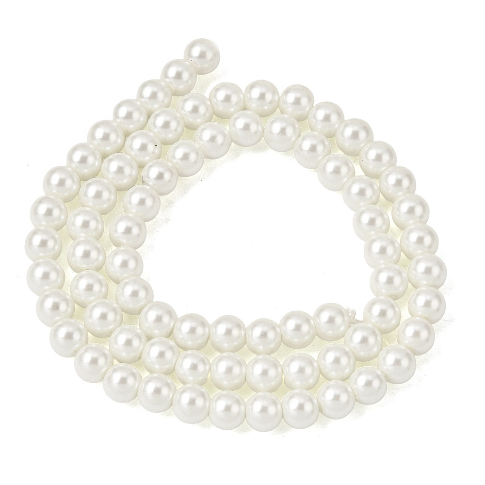 Perle sticla, albe-crem, 6mm-sir 70 buc 1 buc