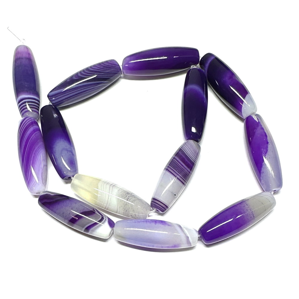 Agat striped violet, bob orez 30x10mm-sir 13 buc 1 buc