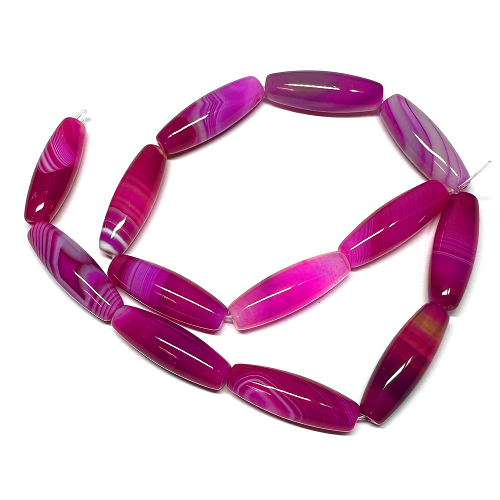 Agat striped magenta, bob orez 30x10mm-sir 13 buc 1 buc