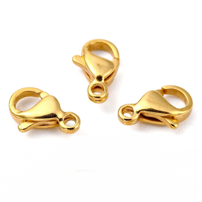 Inchizatoare ovala otel inoxidabil 304, placat c cu aur 24K, 13x8x4mm 1 buc