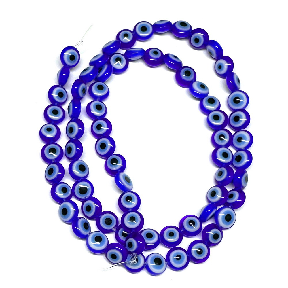Margele lampa albastre cu bleu si alb, ochiul lui Horus, 6x4mm-sir 68 buc 1 buc