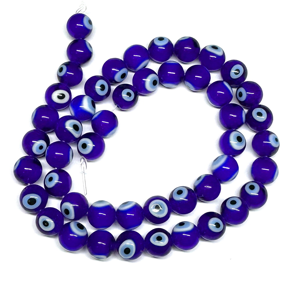 Margele lampa albastre cu bleu si alb, ochiul lui Horus, 8 mm-sir 48 buc 1 buc
