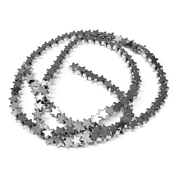 Hematit placat argintiu inchis, stea 6.5x6.5x2.5mm-sir75 buc 1 buc