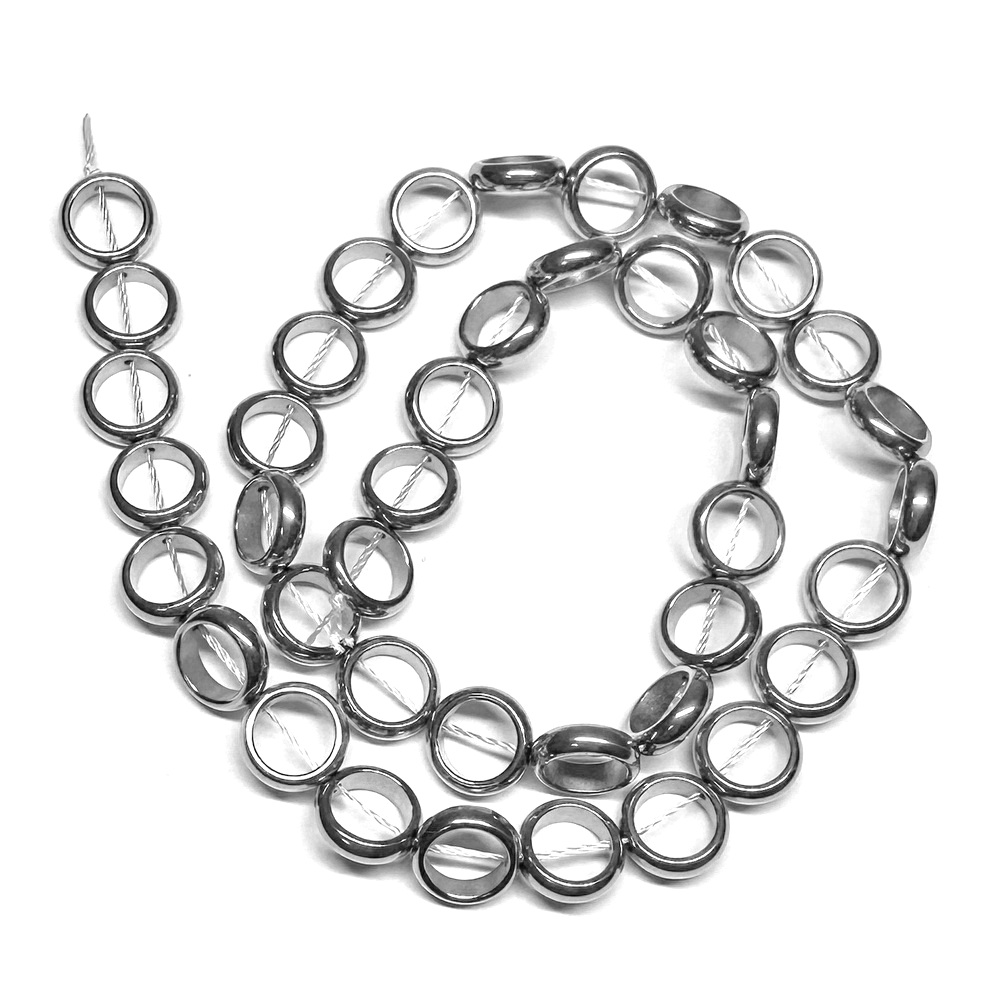 Hematit placat argintiu, cerc 10x3mm, interior 7mm-sir 40 buc 1 buc