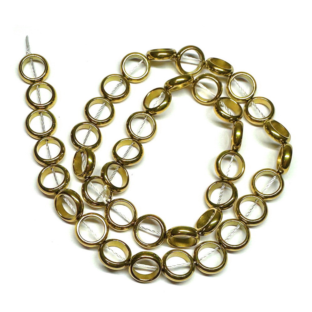 Hematit placat auriu, cerc 10x3mm, interior 7mm-sir 40 buc 1 buc