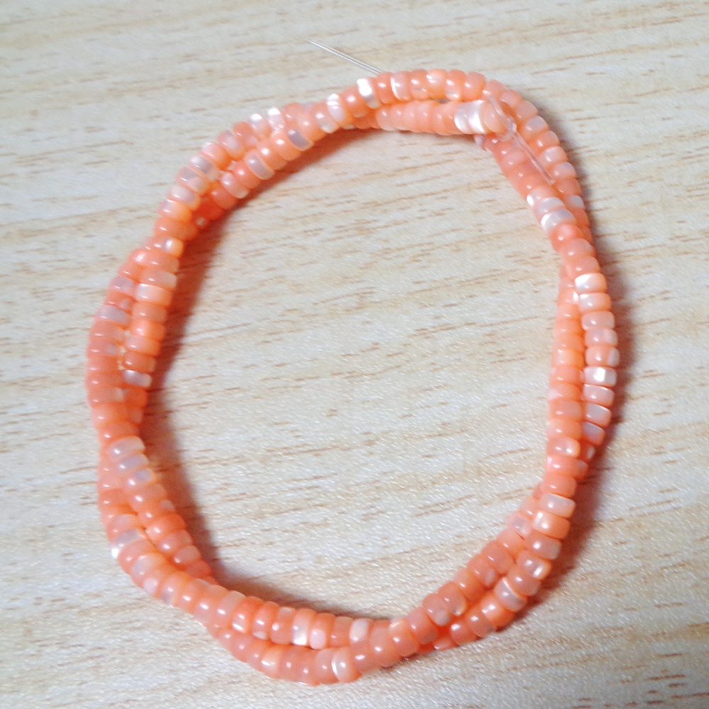 Sidef roz-somon, disc(Heishi), 4x2mm-sir 190 buc 1 buc