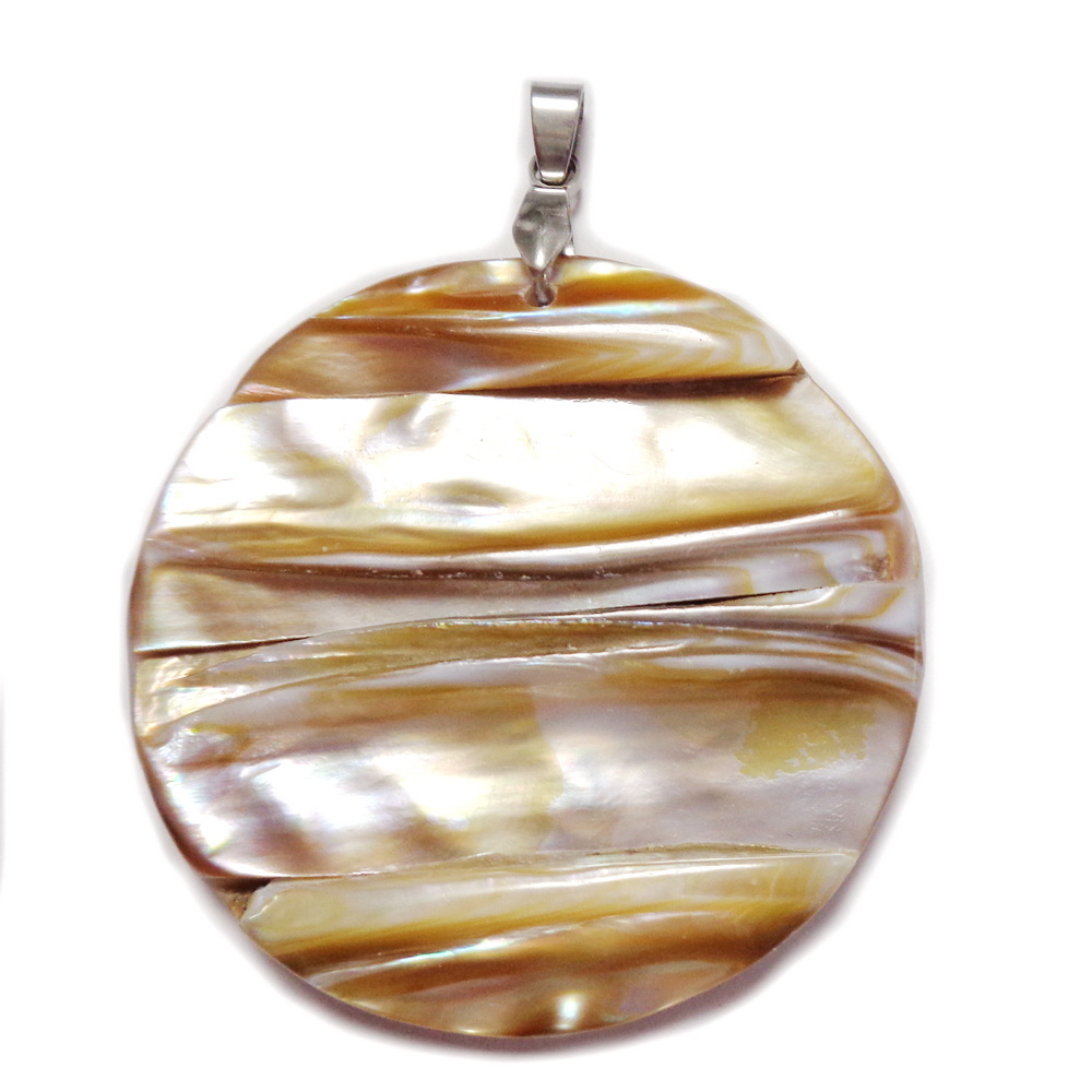 Pandantiv sidef bej 63x50x7mm 1 buc