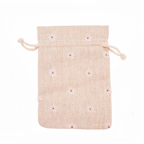 Sac bumbac cu imprimeu flori, 14x10cm 1 buc