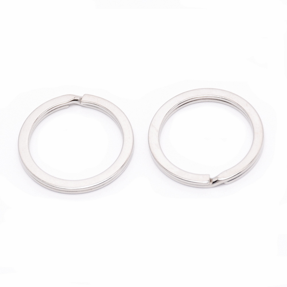 Inel breloc argintiu inchis, zala dubla, plata de 25x2mm 1 buc