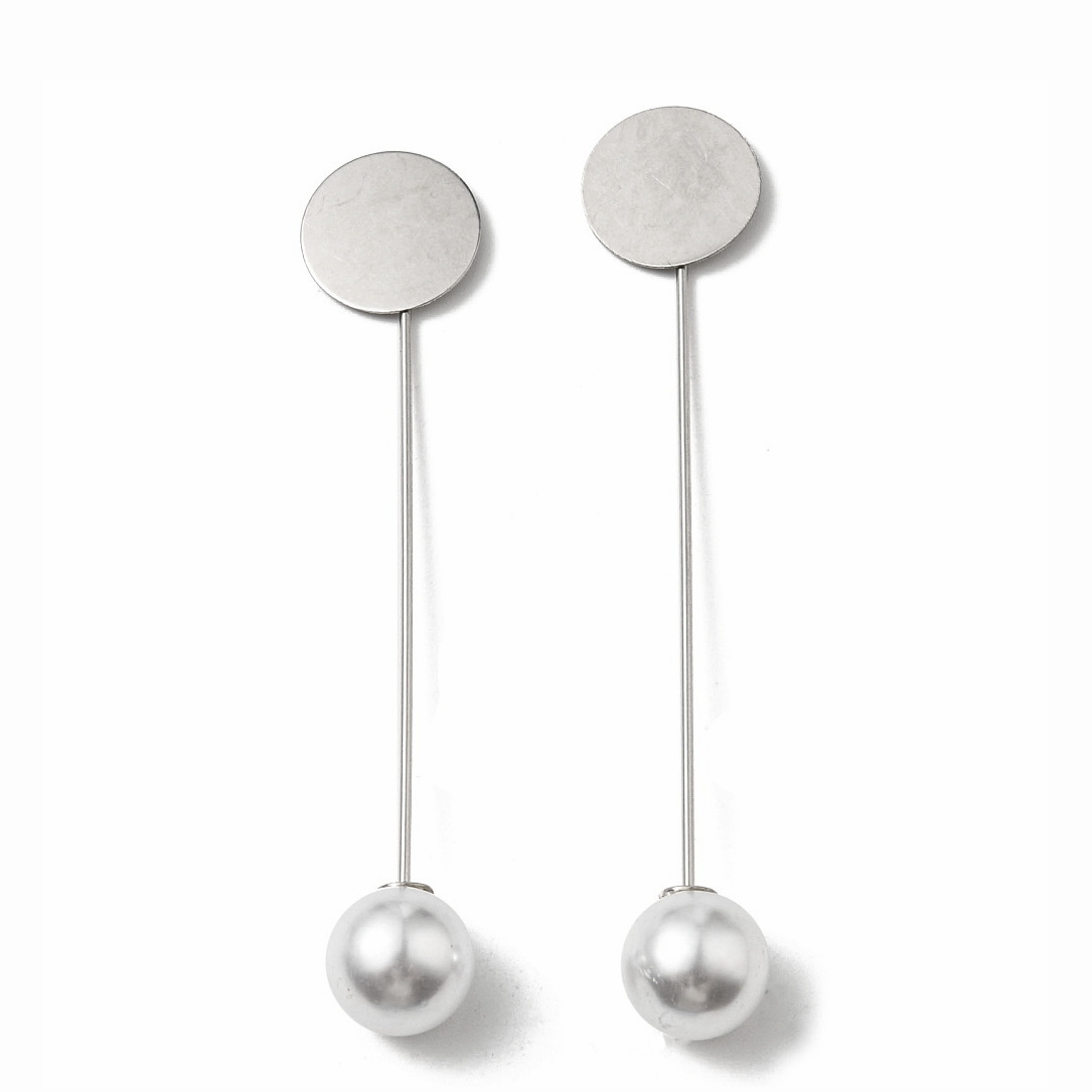 Suport brosa, otel inoxidabil 201, 77x1mm, platou 12mm-cu perla plastic 12mm 1 buc