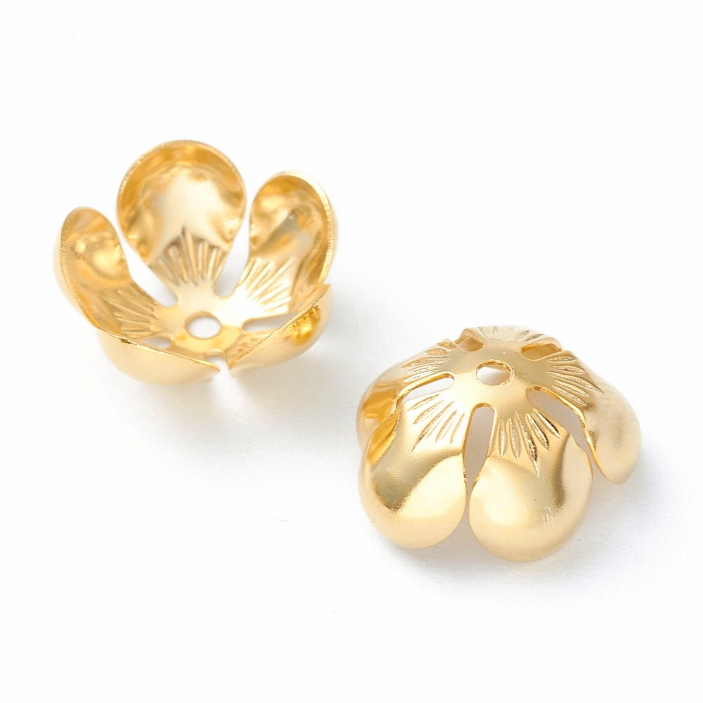 Capacel otel inoxidabil 304, auriu, multipetale, 14x6mm 1 buc