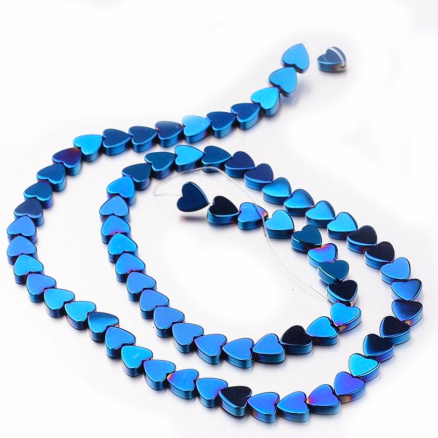 Hematit electroplacat albastru, inima 6x6x2mm-sir 71 buc 1 buc