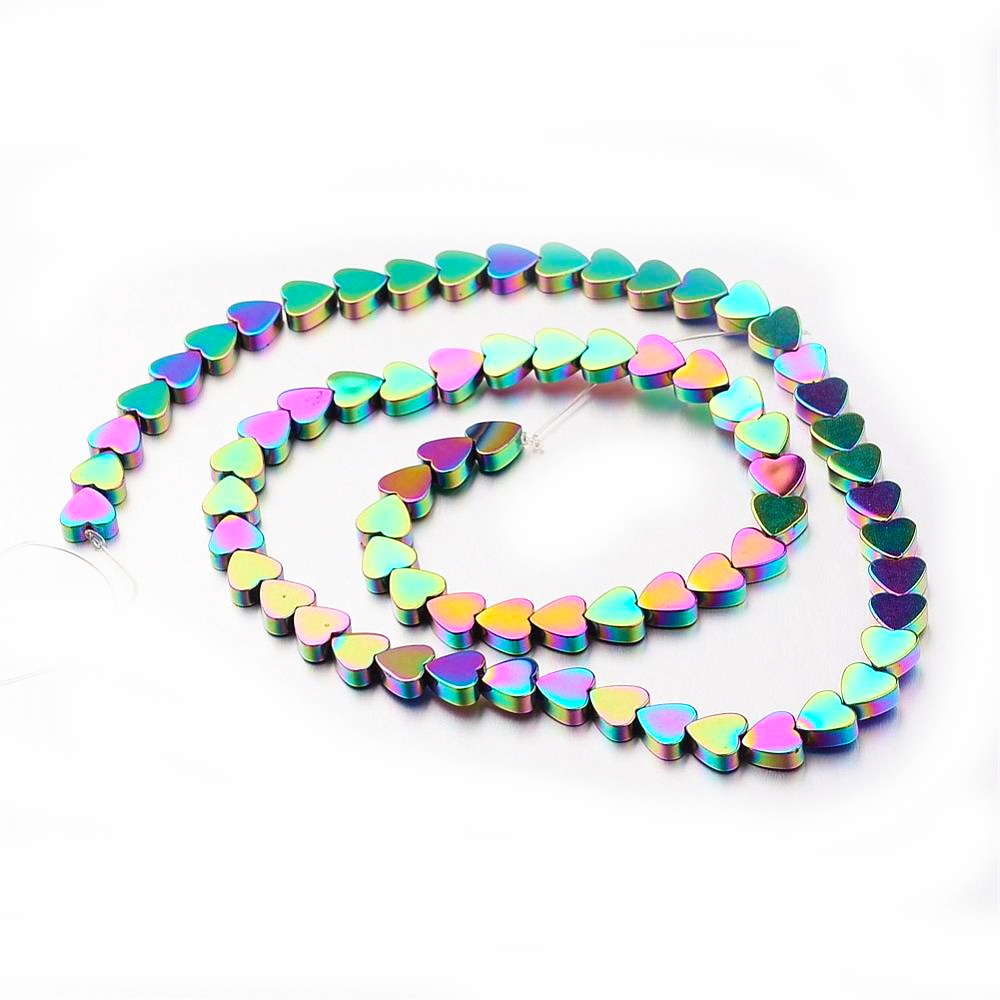 Hematit electroplacat multicolor, inima 6x6x2mm-sir 71 buc 1 buc